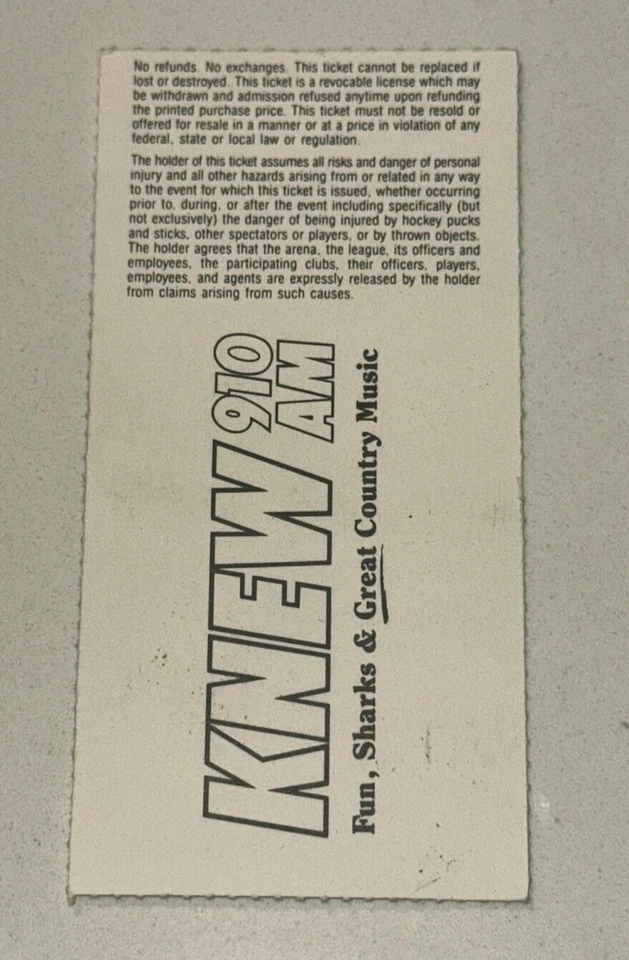 Talón de boleto de la NHL 12/3/92 Whalers Sharks Rob Gaudreau gol de carrera #1 2 3 sombrero truco Foto 2 de 2