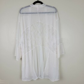 Victoria's Secret M/L Ivory Sexy Lace Open Front Kimono Robe