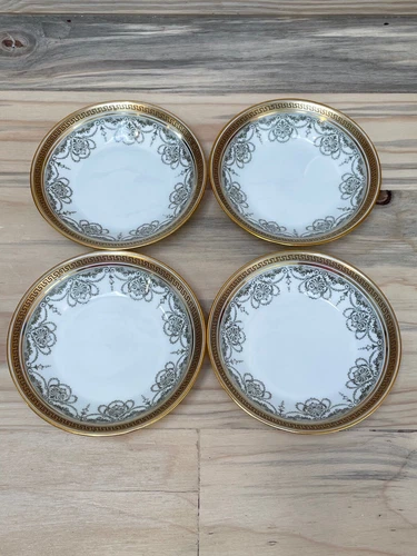 Lot of 4 Vintage Cauldon England Gold Trim 4258 Berry Bowls