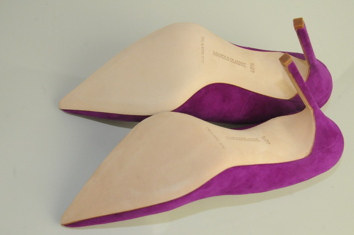 New Manolo Blahnik BB 115 FUXIA Orchid Pink Suede Shoes Heels