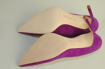 New Manolo Blahnik BB 115 FUXIA Orchid Pink Suede Shoes Heels