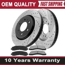 Front Drilled Brake Rotors And Pads for Ford F-150 Expedition Lincoln CW