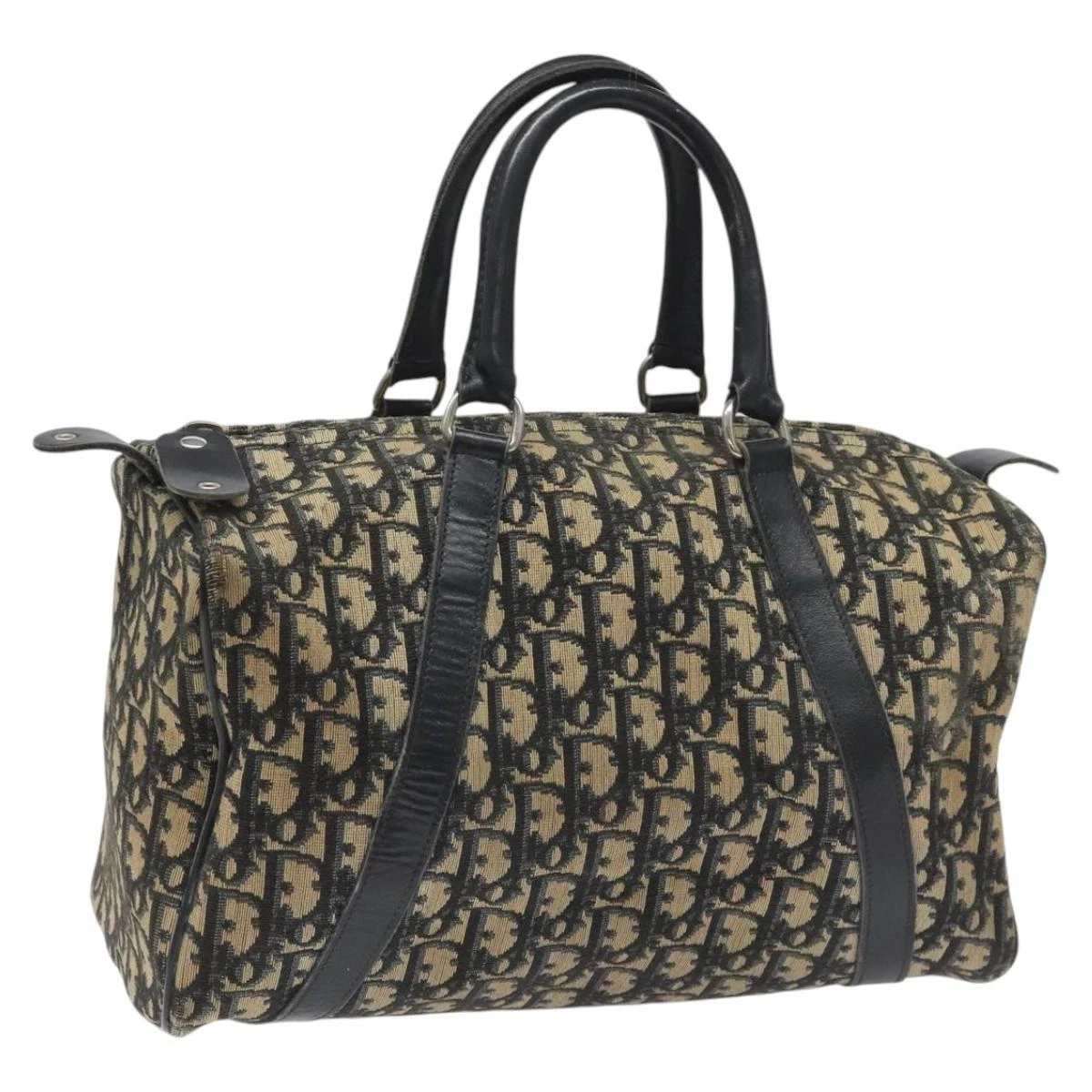Sac Christian Dior Trotter toile Boston bleu marine authentique 17390