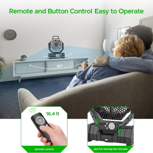 20000mAh Portable Camping Fan Battery Powered Tent Light Fan with LED Light Fan - Picture 3 of 9