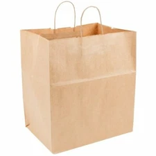 Natural Kraft Paper Bistro Bags with Twist Handle Restaurant Take Out 200 Units