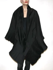 Mary Ann Restivo vintage black silk oversize accordian pleat wrap