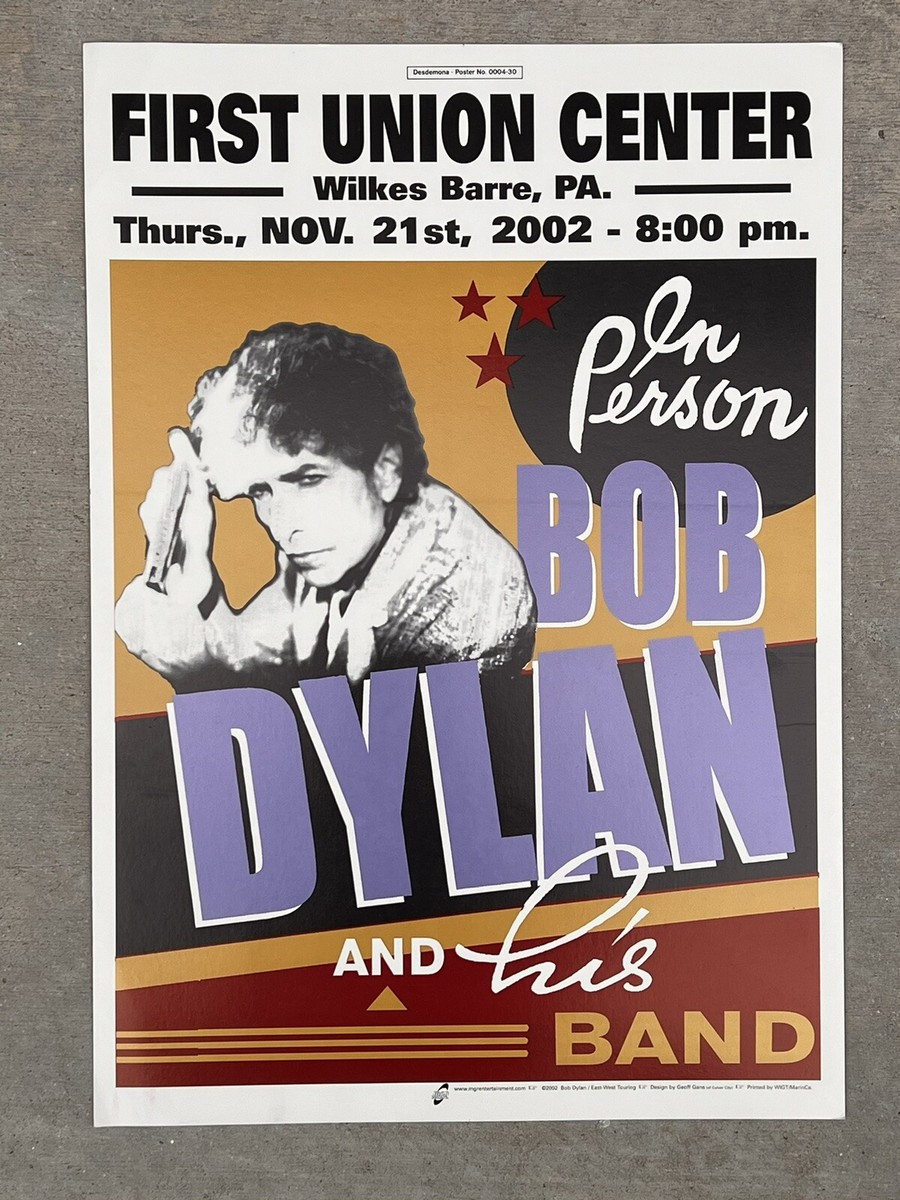 Bob Dylan And His Band concert poster 2002 20” x 14” First Union