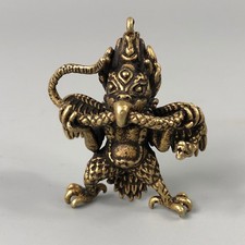1.6" Chinese Collectible Old Brass Handwork Eagle God Paya Garuda Statue Collect