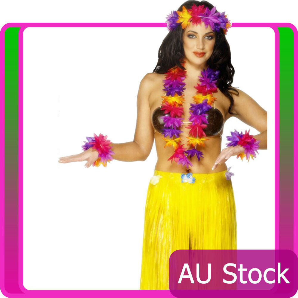 smiffys Hawaiian Garland Tropical Hula Luau Beach Costume Accessories 4pcs