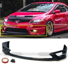 Fits 06-08 Honda Civic Coupe HFP Style Front Bumper Lip Spoiler Bodykits Black
