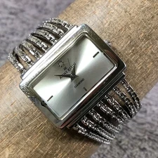 Anne Klein Women 10/7209 Dress Rectangular Silver Chain Tone Quartz Watch 6 1/4"