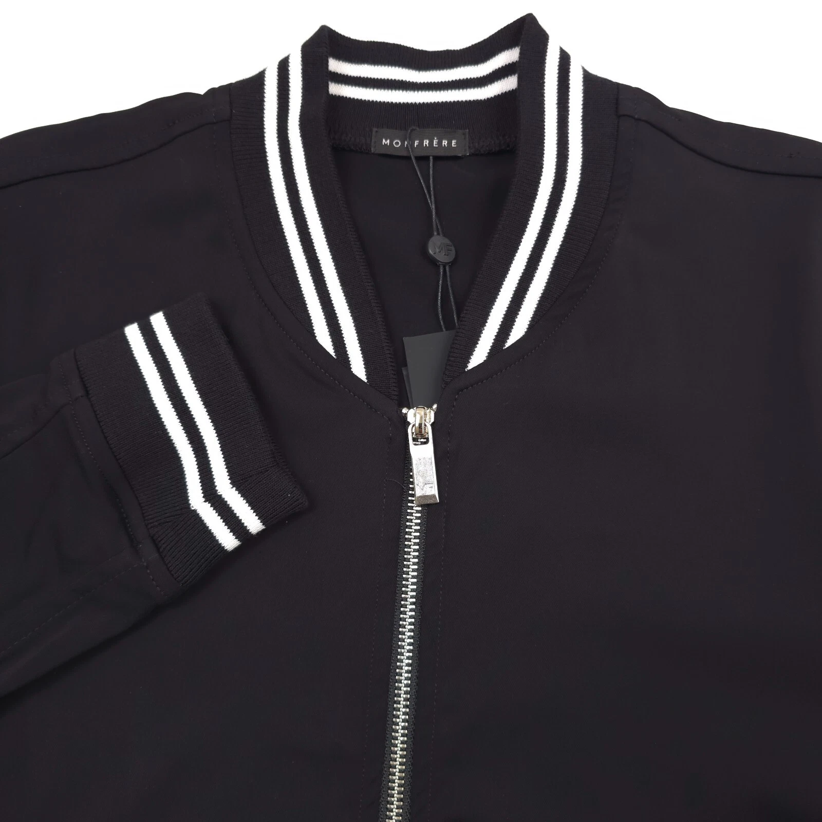 $438 Monfrere Maverick Black & White Bomber Jacket Mens Size Medium image 3