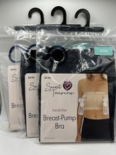 lot of 3 Secret Treasures Breast Pump Bra-Size small Tan/black Hands Free Zipper