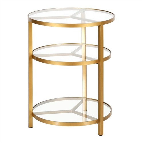 Henn&Hart 18" Brass Finish Metal/Glass Side Table 810325035072 eBay