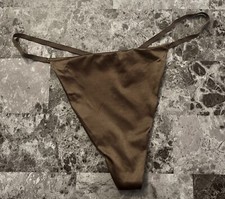 NWOT VICTORIA'S SECRET L BROWN SMOOTH GOLD RING VINTAGE RARE V STRING PANTIES