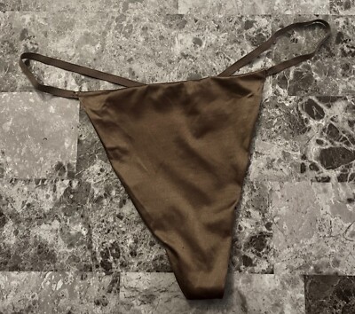 NWOT VICTORIA'S SECRET L BROWN SMOOTH GOLD RING VINTAGE RARE V STRING PANTIES