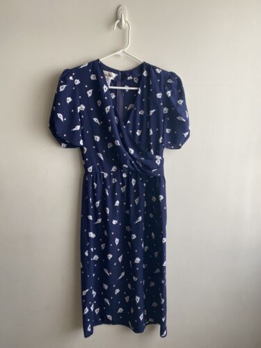 Vtg Petites For Maggie Dress Navy Blue With Lilly… - image 1