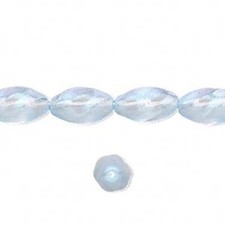 Czech Pressed Glass Sky Blue Rainbow 12x7mm Oval Beads with 0.8-1.2mm Hole 1 Std