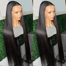 Women Black Hair Lace Front Wigs Synthetic Long Straight Wig Heat Resistant 32''