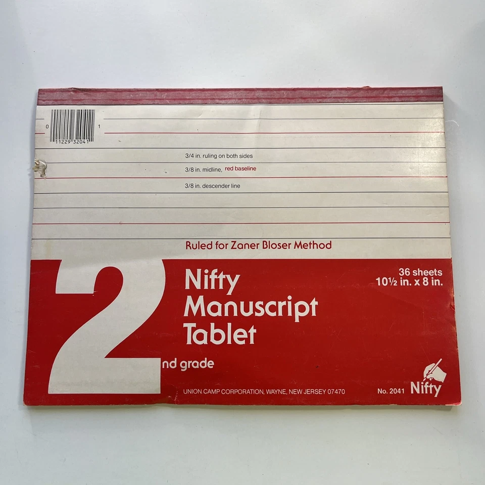 Zaner Bloser Handwriting Paper red Midline Grade 2nd method tablet VTG nifty - Image 2 of 4
