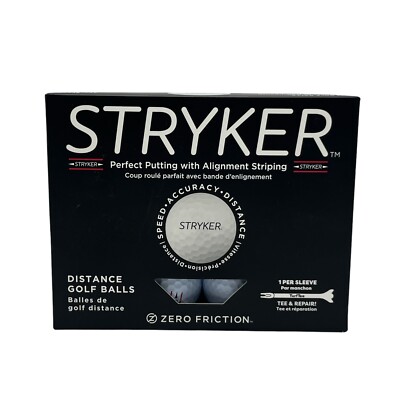 STRYKER DISTANCE GOLF BALLS ZERO FRICTION WHITE (1 DOZEN) NEW