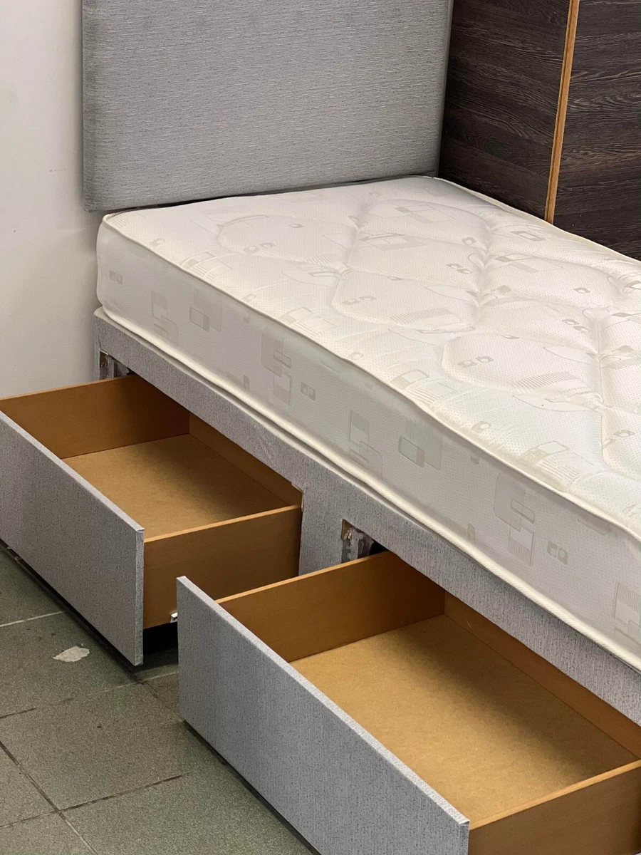 2ft6 3ft Single Divan Bed With Mattress.2 Colours.Storage.Drawers Headboard