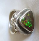 Vintage Navajo LYNDON B TSOSIE Sterling Silver Gemstone Ring Size 5.75 11.2g