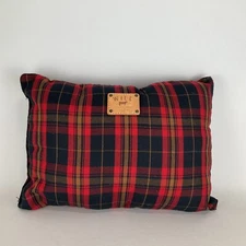 Will Leather Goods Plaid Outlander Travel Pillow USA 13"x10" Red/Black Plaid EUC