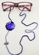 LACCETTO x OCCHIALI "MARGHERITA BLU VIOLA" + CAPPELLINO FIORE, BOHO CHIC VINTAGE