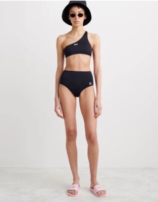 OFF WHITE One Shoulder Bikini Black Size 10 (S) GENUINE #W10