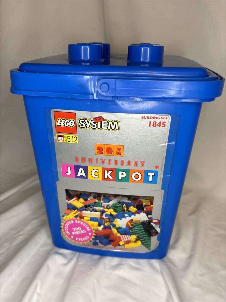 Vintage 1993 LEGO SYSTEM 1845 20th Anniversary Jackpot Blue Bucket