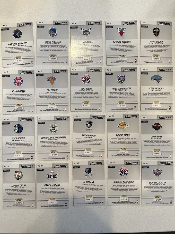 2020 Panini Instant 20 Card NBA Tipoff Set: Wiseman, LaMelo, Zion, Lebron SP 617 - Image 2 of 2
