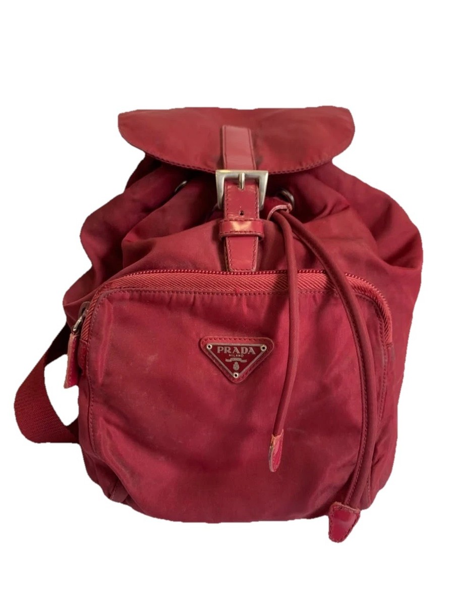 Authentic Prada Tessuto Nylon Mini Backpack Red Small Vintage