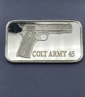 Colt Army 45 Engraveable Bar 1 Troy oz .999  Fine Silver