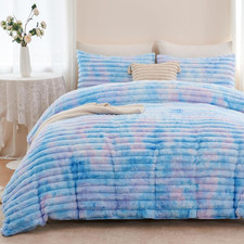 Fluffy Comforter Cover Queen Size, 3 Pieces Plush Faux Fur Fleece Duvet Cover Se