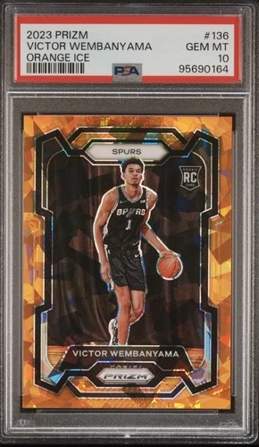 Panini 2023-24 Prizm Victor Wembanyama RC #136 Orange Ice PSA 10 Spurs