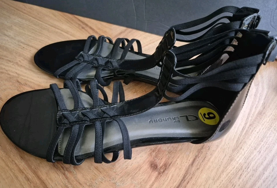 Zapatos planos CL by Chinese Laundry para mujer Saphora negro charol correas cremallera talla 9 Foto 4 de 4