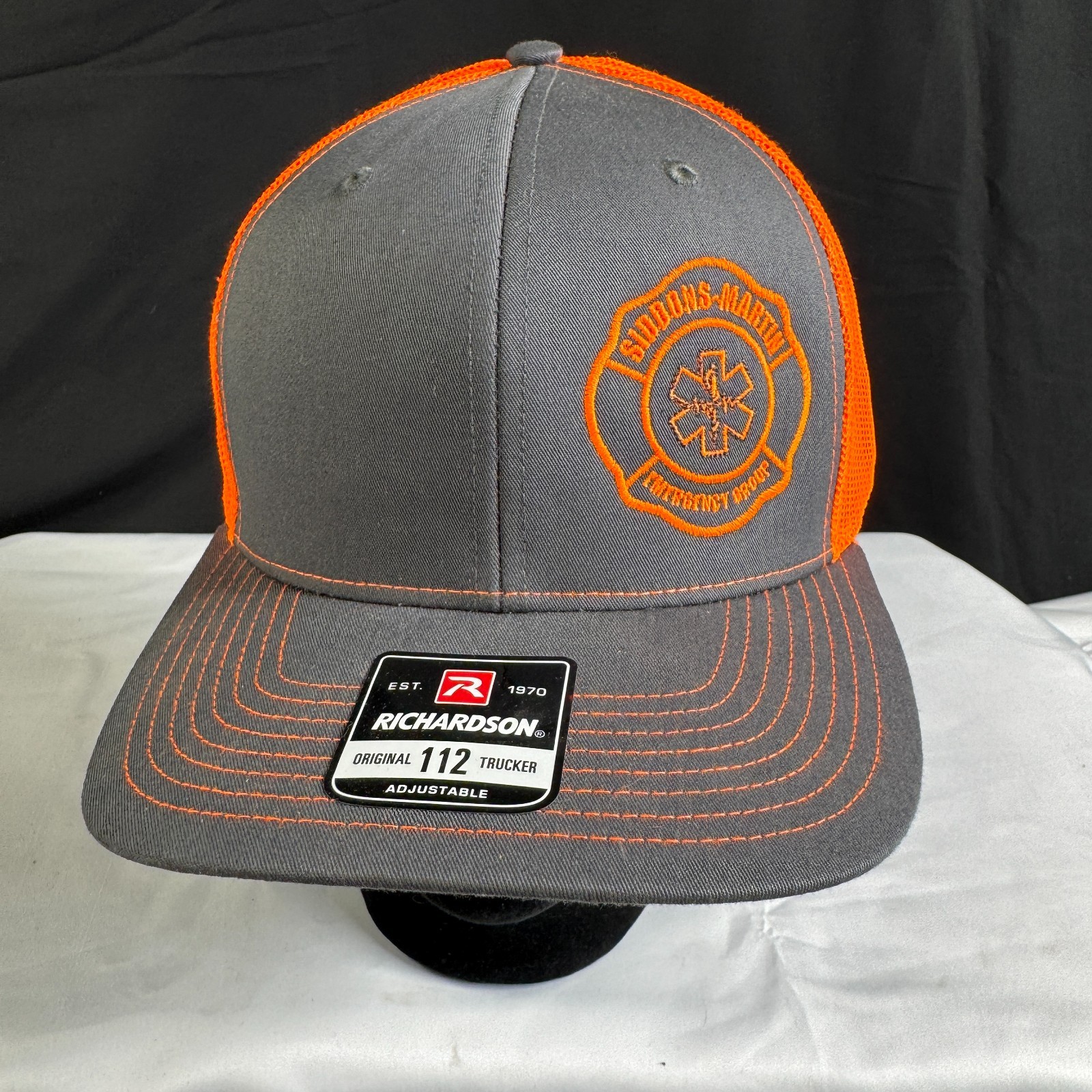 Richardson 112 Trucker Hat Siddons-Martin Fire Department Gray Orange Snapback