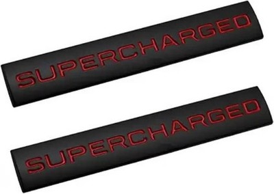 2pcs Supercharged Metal Car Emblem Premium Auto Badge Rear Tr Color: Black Red