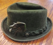 Vintage fedora Hat Genuine Velour Made Imported Fur Men  s Green Sz 7 1/4 G Eakle