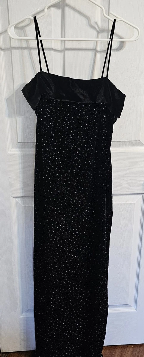 sachin and babi light blue dress Alex Evenings 2 piece black velvet dress and bolero with rhinestone trim  size 8 main image 1