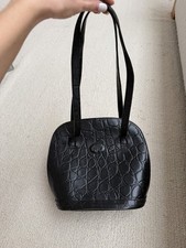 Mulberry Vintage Congo Black Leather Croc Shoulder Bag