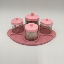 Vintage Glasco Round The Clock With Baby Jar And Tray Set
