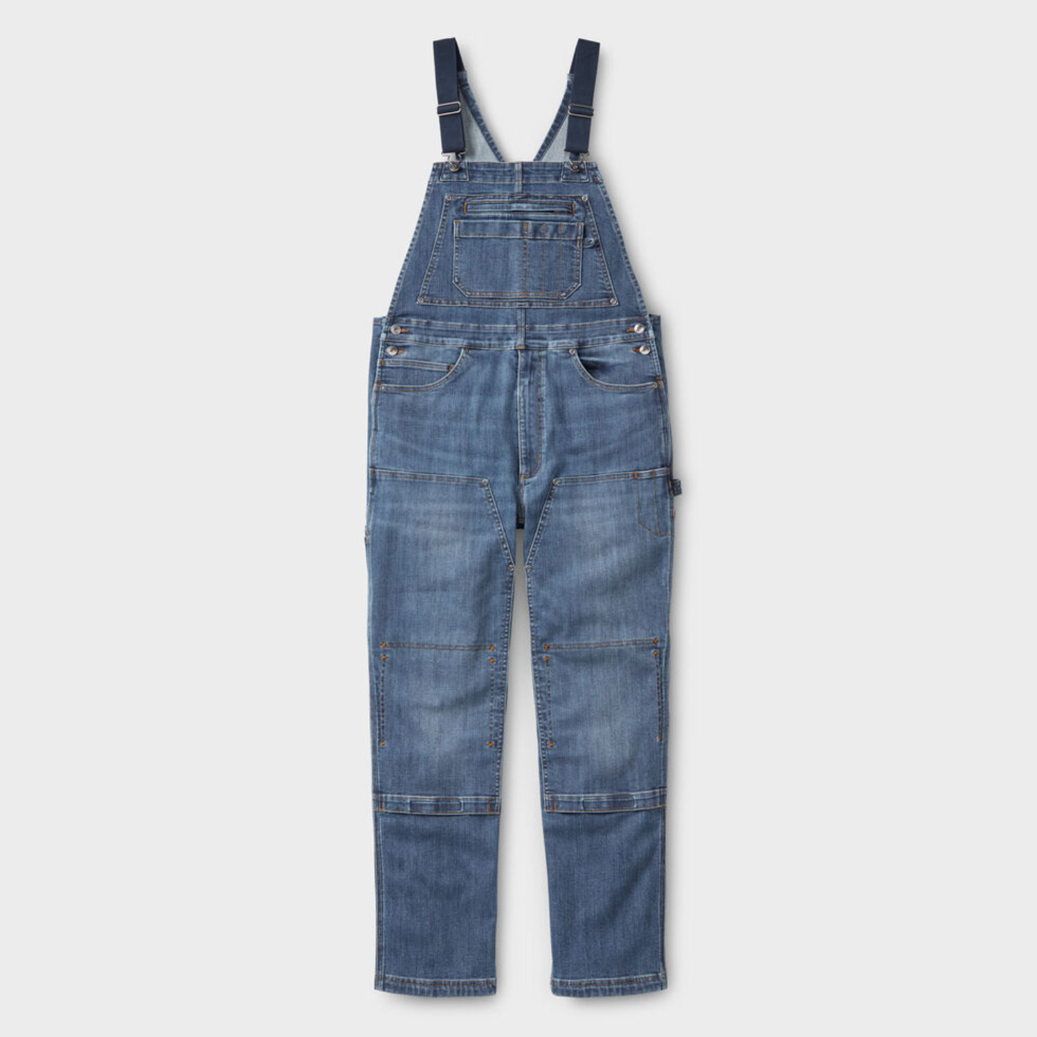 Duluth Ballroom Double Flex Denim Bib Overalls  – Washed Denim Utility Bib
