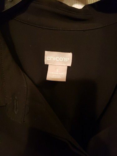 Chico's Women's Size 3 Button Up Long Sleeve Black Polyester Collared Tunic - 第 2/6 張圖片
