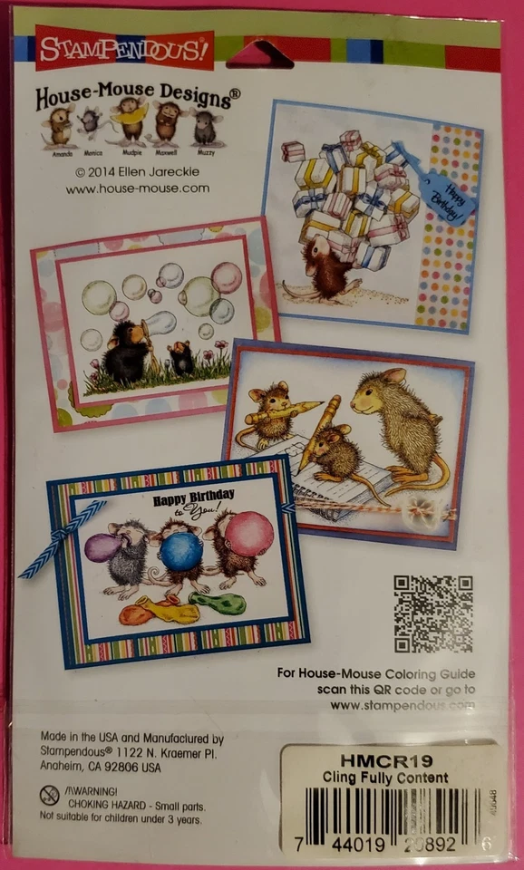 Estampilla adhesiva de goma Stampendous House Mouse Designs CONTENIDO COMPLETO HMCR19 2014 Foto 2 de 2