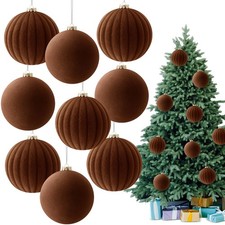 9 Pcs 4 Inch Velvet Christmas Balls Large Velvet Xmas Tree Ornaments Balls De...