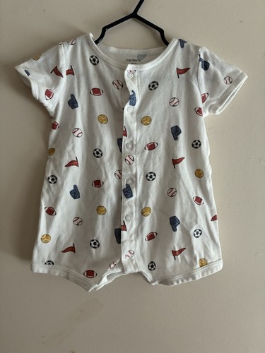 Carter's Baby Boys Sports Balls 100% Cotton Snap-Up Short Sleeve Romper White 6M