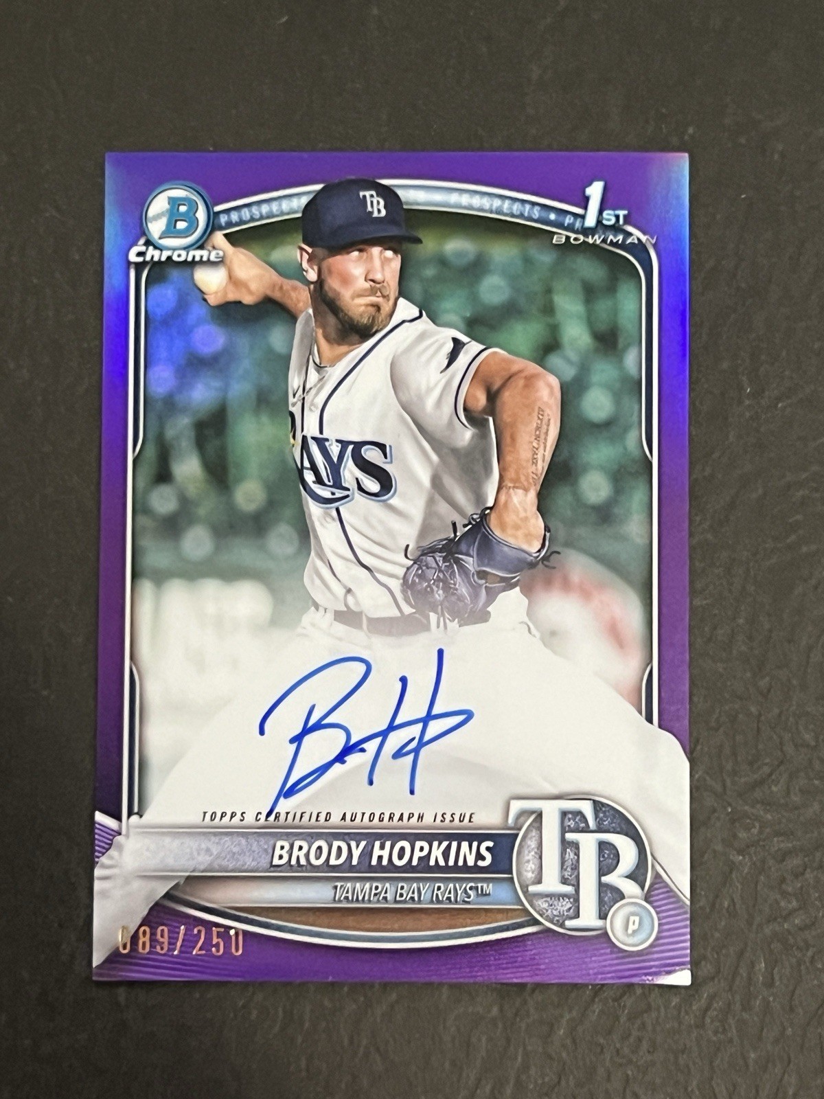 2025 Bowman Chrome 1st #CPA-BH Brody Hopkins #/250 Purple Refractor Auto Rays