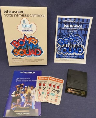 1982 BOMB SQUAD Mattel Intellivision IntelliVoice Box Game Overlays Complete CIB